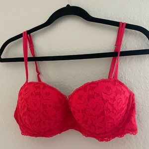 All over lace padded PINK push up bra